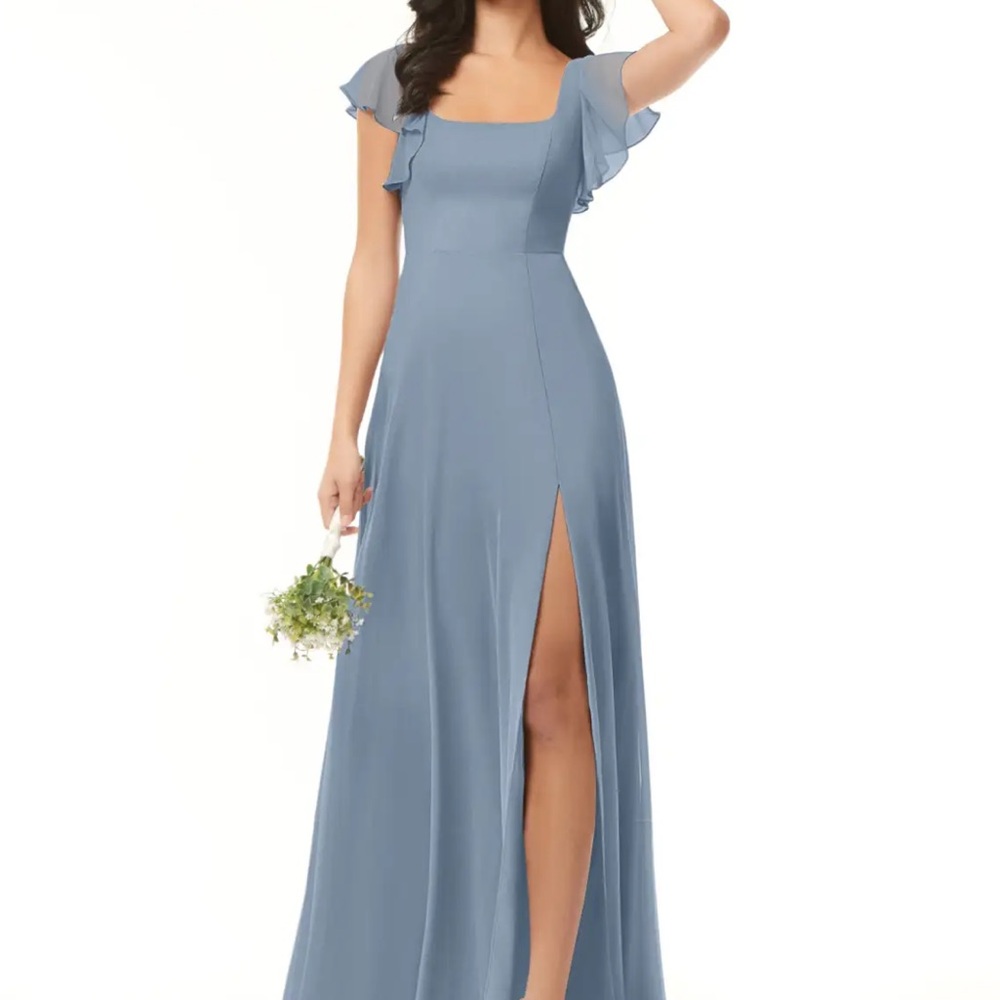 Azazie Bondi Dress in “Dusty Blue” size A10